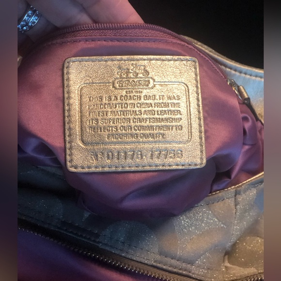 Coach Vintage Y2K Gold Sparkly Tan Signature Monogram Medium Satchel Bag… - Picture 12 of 14